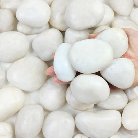 FANTIAN 40 Pounds Large White River Rocks for Outdoor Landscaping, 2-3 Inch Natural White Stones for Planters, Polished Decorative Pebbles for Indoor Plants Vase, Aquarium and Garden Rocks
