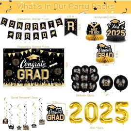 GiftPeak Graduation Decorations 2025 Gold Themed, Graduation Party Decorations Class of 2