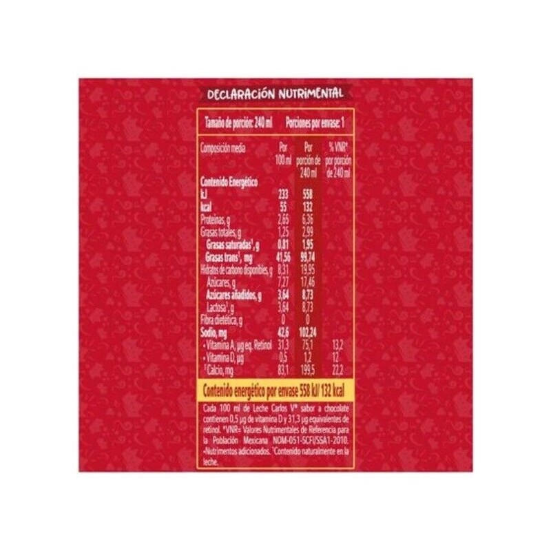 Carlos V 8 PACK Leche Carlos V Quinto Sabor Chocolate