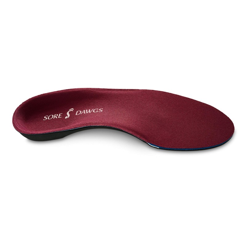 Sore Dawgs Achiever Support Insoles for Mid-Arch Active Footwear, Red,