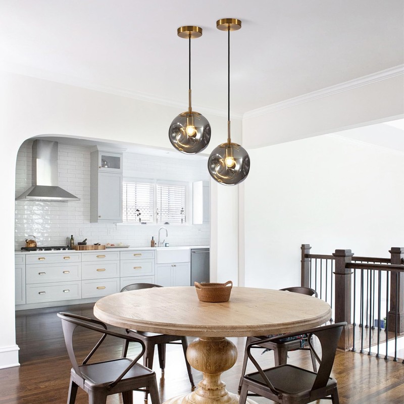 BOKT Mid Century Modern Gold Globe Pendant Lights Kitchen Island