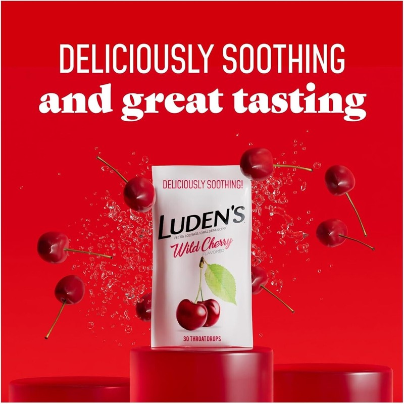 Ludens Luden's Wild Cherry Soothing Oral Lozenge Drops, Sore Throat