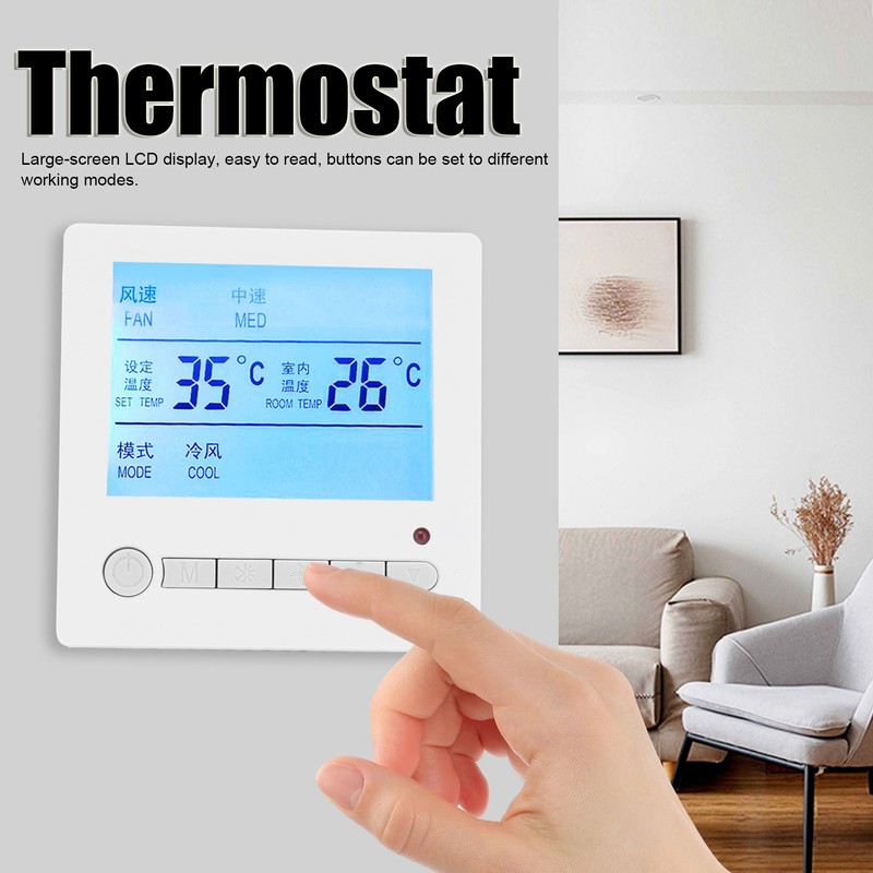 AC220V Intelligent LCD Thermostat Fan Coil Temperature Controller Air Conditioning