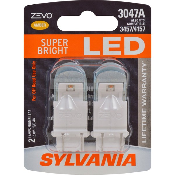 SYLVANIA - 3047 ZEVO LED Amber Bulb - Bright LED Bulb, Ideal for Park and Turn Lights (Contains 2 Bulbs)