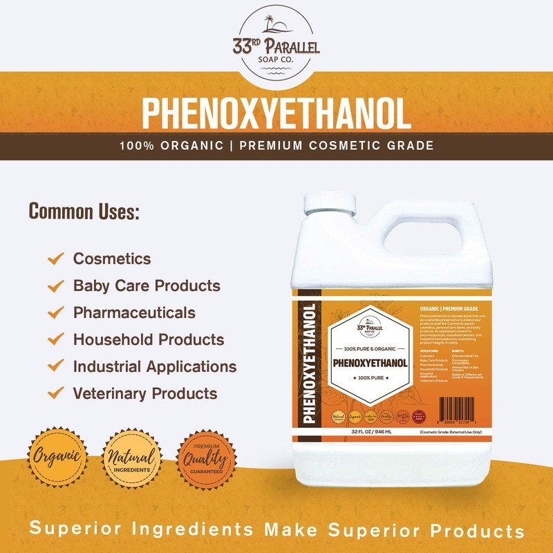 PHENOXYETHANOL Preservative Liquid (8 oz) Paraben-Free; Formaldehyde-Free; Water & Oil