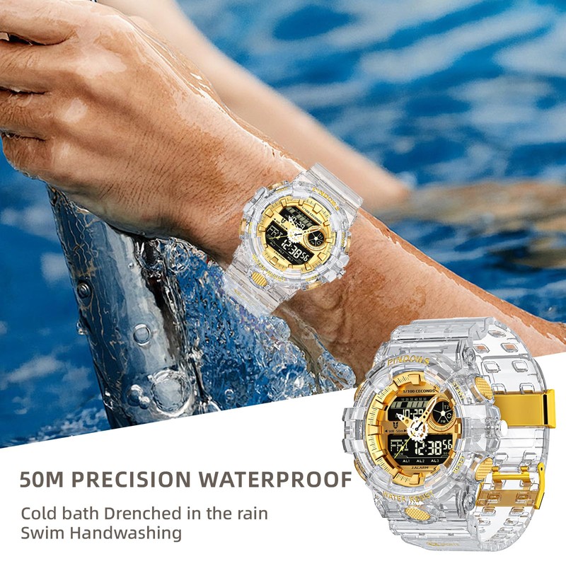 PINDOWS Watch for Men Digital Sports Watch, Outdoor Waterproof Military,