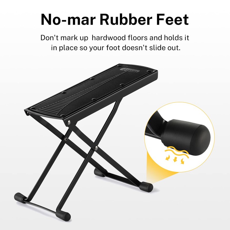 Donner Guitar Footrest with Non-Slip Rubber Base, Foldable Guitar Footstool