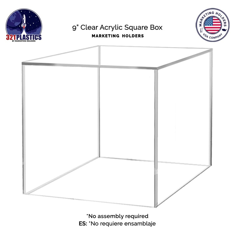 2 Pack 9" Acrylic Display Riser Box with One Open