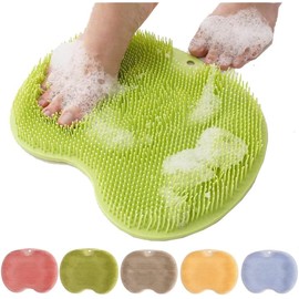 Alfombrilla de silicona exfoliante para pies y espalda, versión mejorada con ventosas adhesivas para ducha，Verde