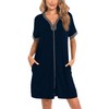 SWOMOG Women Zipper Front House Coat Short Sleeves Robe Zip