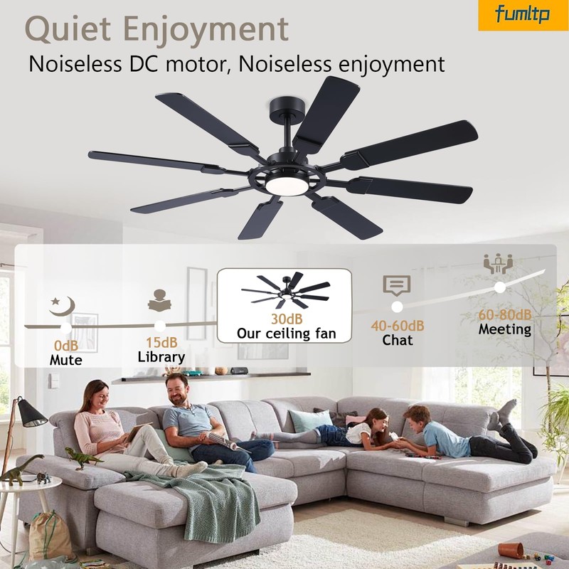 FUMLTP 62 inch Ceiling Fans with Lights and Remote Control,