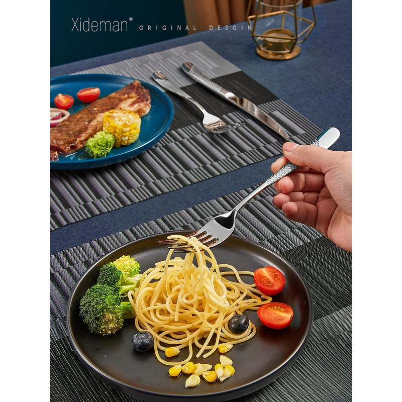 Xideman 16-Piece ​Modern Hammered Cutlery Set with Ultra Sharp 2-in-1