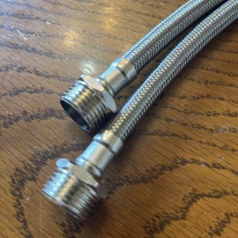 Unbranded RV Stainless Steel Hot/Cold Faucet Line threaded male 1/2” to threaded male 3/8”