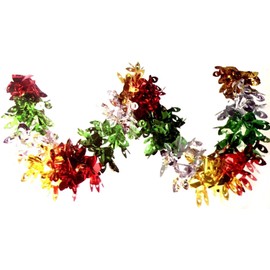 2.7m Multi Colour Peacock Foil Garland Christmas Party Home Ceiling Wall Window Hanging Decoration Swirls Festive Tinsel