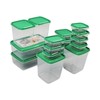 17PCS Food Container Green Fridge Bins Food Grade Plastic Leakage