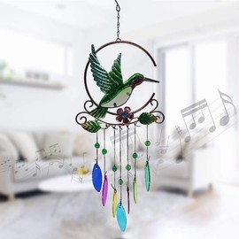 FLCSIed Wind Chime Indoor/Outdoor - Waterproof for Gold Aluminum Tube Handmade Metal Music Wind Chime, Mobile Romantic Wind-Bell for Home, Party, Festival Decor, Garden Decoration (Hummingbird 1)