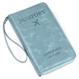 LEEXTON Leather RFID Blocking Passport Holder Travel Wallet, Passport Cover/Case Travel Wallet for Women/Men with Pen Holder with Detachable Wrist Strap