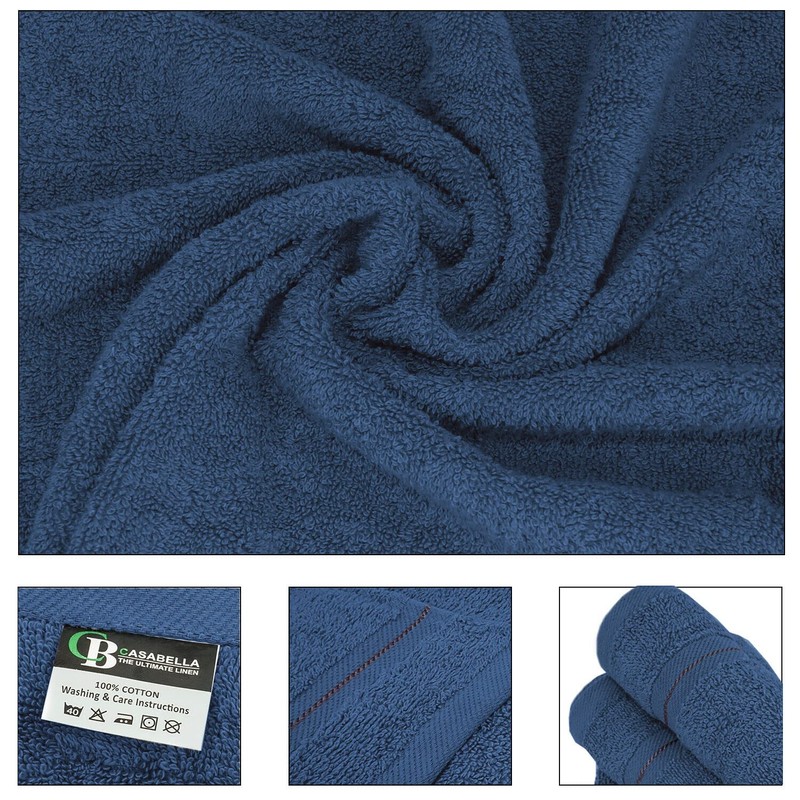 CASABELLA Premium Quality 12 R-Blue Face Towels (30x30CM) Highly Absorbent