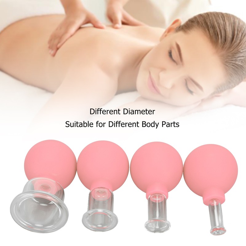 4pcs Glass Face Cupping Set Silicone Lymphatic Drainage Skin Lifting