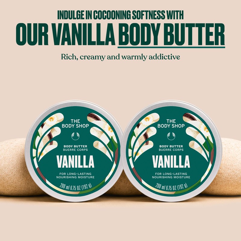 The Body Shop Vanilla Body Butter, Rich Hydrating Moisturiser, 50ml