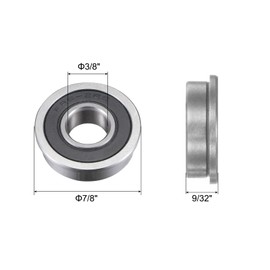QUARKZMAN FR6-2RS Flanged Ball Bearing 3/8 x 7/8 x 9/32 Inch Double Sealed Chrome Steel Flange Bearing, Pack of 4