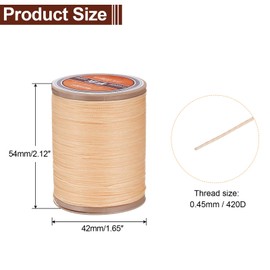 sourcing map Round Leather Sewing Waxed Thread, 220m / 240 Yards Polyester Wax String, 420D Wax Stitching Cord for Leather Crafts, Bookbinding, Bracelets Braided, Beige