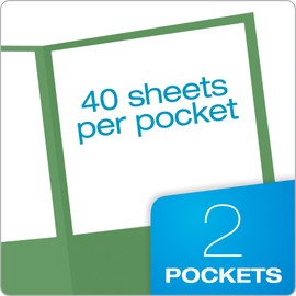 Oxford Monogram - Carpetas ejecutivas de doble bolsillo, tamaño carta, verde con borde de lámina dorada, paquete de 4 (04164)