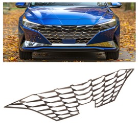 HECASA Front Bumper Radiator Grille Cover Compatible with 2021-2023 Hyundai Elantra w/Adaptive Cruise Control Replacement for 86351-AA030 Grille Molding Silvery Chrome