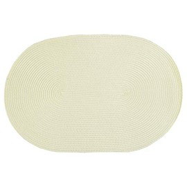 Haus und Deko Place Mat Polypro Oval Approx. 45 x 30 cm Ecru Placemat Place Mat Braided Raffia Look
