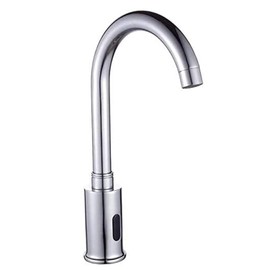 Automatic Touchless Sensor Faucet Chrome Motion Activated Kitchen Bathroom Hands Free Tap AC DC Powered 360 Degree Swivel Electric Infrared Sensor with Mixing Valve Public Vessel Sink Faucet