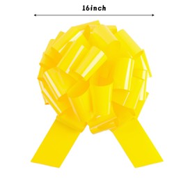 1Pcs Ribbon Pull Bows，16" Wide, Gift Bows, Christmas, Presents, Birthday, Baby Shower, Gift Basket,Wedding, Reception, Easter,Decoration, Office, Classroom, Fundraiser. (Yellow)