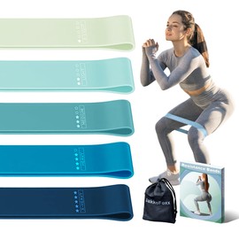 Resistance Loop Exercise Bands Exercise Bands for Home Fitness, Stretching, Strength Training, Physical Therapy,Elastic Workout Bands for Women Men Kids, Set of 5 (Blue)