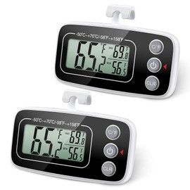 Thermometer Hygrometer Ankilo Digital Fridge Thermometer Freezer Thermometer Wireless Indoor Thermometer with LCD Display, Magnetic, Max/Min Recording Function for Home, Black
