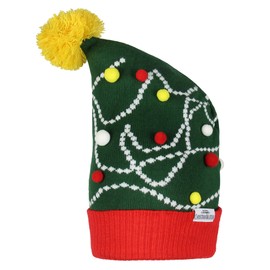 National Lampoon's Christmas Vacation Leaning Tree Squirrel Cuffed Pom Woven Beanie Hat Multicolored