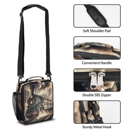 YPPAHHHH Kids Lunch Box, Retro Steam Train,Train Pattern Insulated Lunch Bag Cooler Tote with Adjustable Shoulder Straps for School Work Picnic