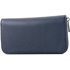 modamoda de SILBER-P02 Women's Leather Wallet Long Handmade in Italy, sapphire blue