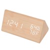Triangular Digital Wooden Clock Time Date Temperature Humidity Display Alarm
