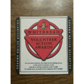 Beer Coaster: WHITBREAD White Label Low Alcohol Bitter ~ Volunteer Action Awards
