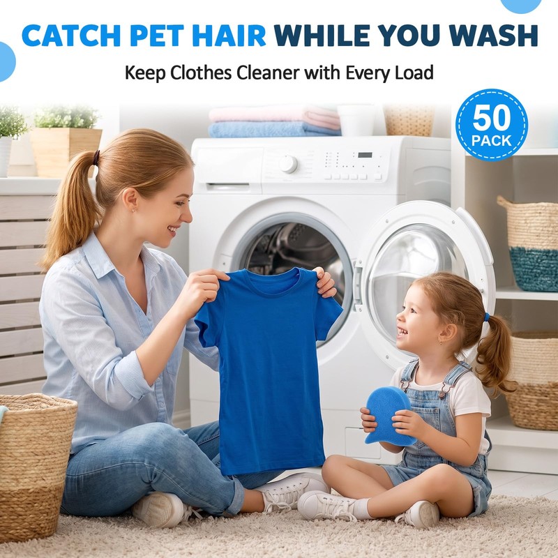 50 Pcs Laundry Pet Hair Remover Bulk Reusable Dog Cat