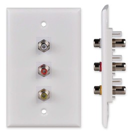 3 RCA Wall Plate, Conwork Composite Audio Video RCA Pure Copper (Nickel Plated) Keystone Jack Wall Plate Female to Female Connector for Home Theater AV Setup (1-Pack)