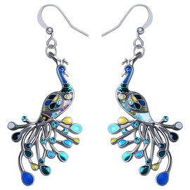 DALANE Enamel Alloy Rhinestone Novelty Peacock Earrings Hanging Dangle Bird Jewellery for Women Girls Peacock Gifts, Zinc, No Gemstone