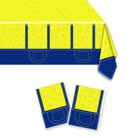 JU XIN 2Pcs Party Tablecloth for Big Eyes Minionss |70.8 x 42.5 Inch| Yellow Cartoon Eyes Birthday Party Supplies