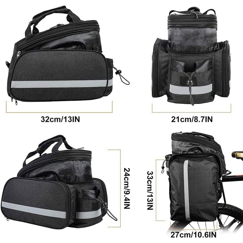 KLERICER Bike Rear Rack Bag,10-25L Bicycle Trunk Bag with Rain