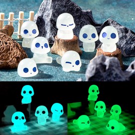 Bogoro Pack of 20 Forest Spirits Luminous, Forest Spirits Princess Mononoke, Kodama Figures, Tree Ghosts, Kodama Mononoke, Tree Elves, Luminous, Miniature Forest Ghost Figures (Blue + Green)