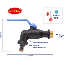 S&M 's & m 180033 – Tap Area Anti-Frost 3/4, POLYPROPYLENE Black, Half Blue Color with Toma Automatic Plastic