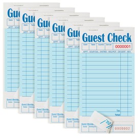 ZPARIK 6 Pack Blue Guest Checks Books for Servers Server Note Pads, Waiter Checkbook, Waitress Notepad for Restaurants, Paper Checks 50 Sheets/Pack, 300 Total Tickets