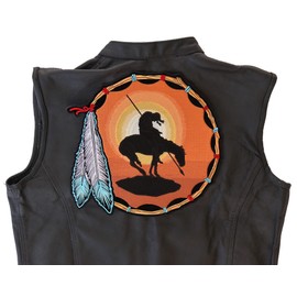 End of Trail Warrior Horse and Sunset Patch, Large Back Patches for Vests