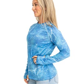 Realtree Women's Fishing Camo UV Protection Raglan Shirts - Moisture-Wicking, Sun Protection for Fishing, Running and Hiking Size L