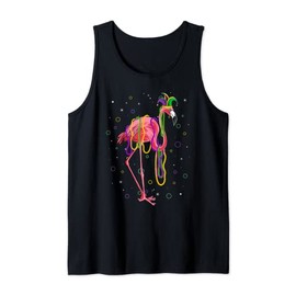 Jester Flamingo & Beads Mardi Gras Fat Tuesday Parade Girls Tank Top