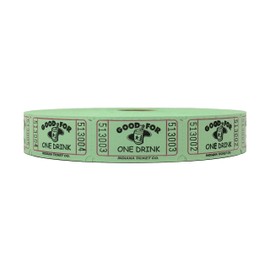 INDIANA TICKET CO. Green Drink Roll Tickets, 2000 per Roll, Single Roll, 1x2 Tickets for Admission, Events, Fundraisers & Prizes